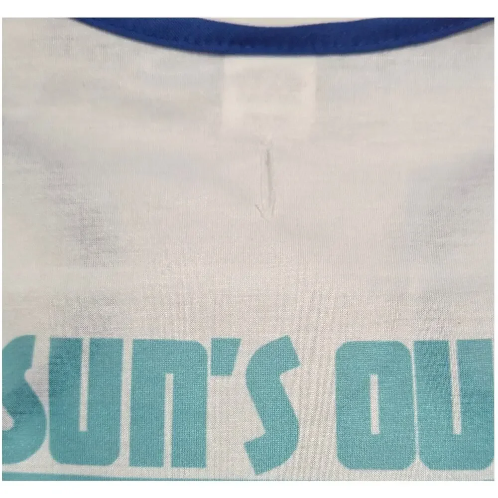 Buttons & Bones Large Dog Tank Top Sun's Out Tongue's Out Blue Trim Pet Shirt